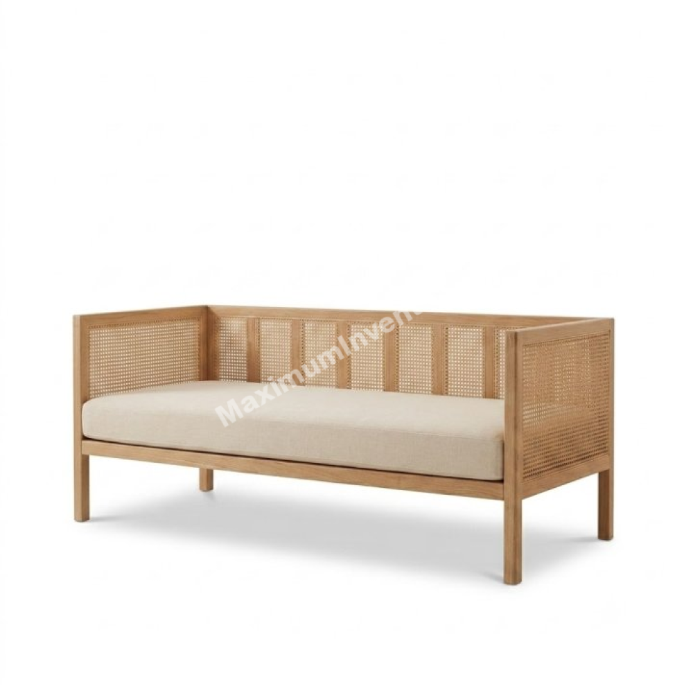 sofa dřevěná s výpletem